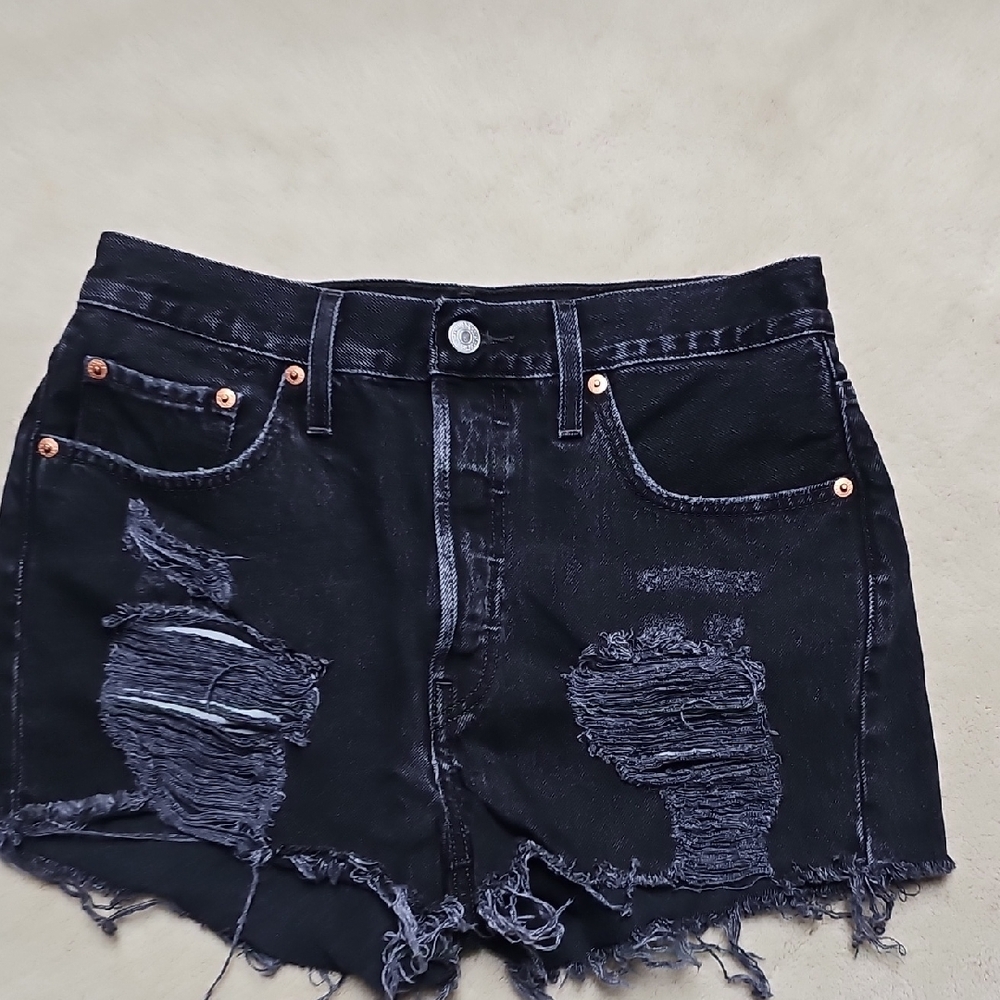 Levi's Black Distressed Jean Shorts
